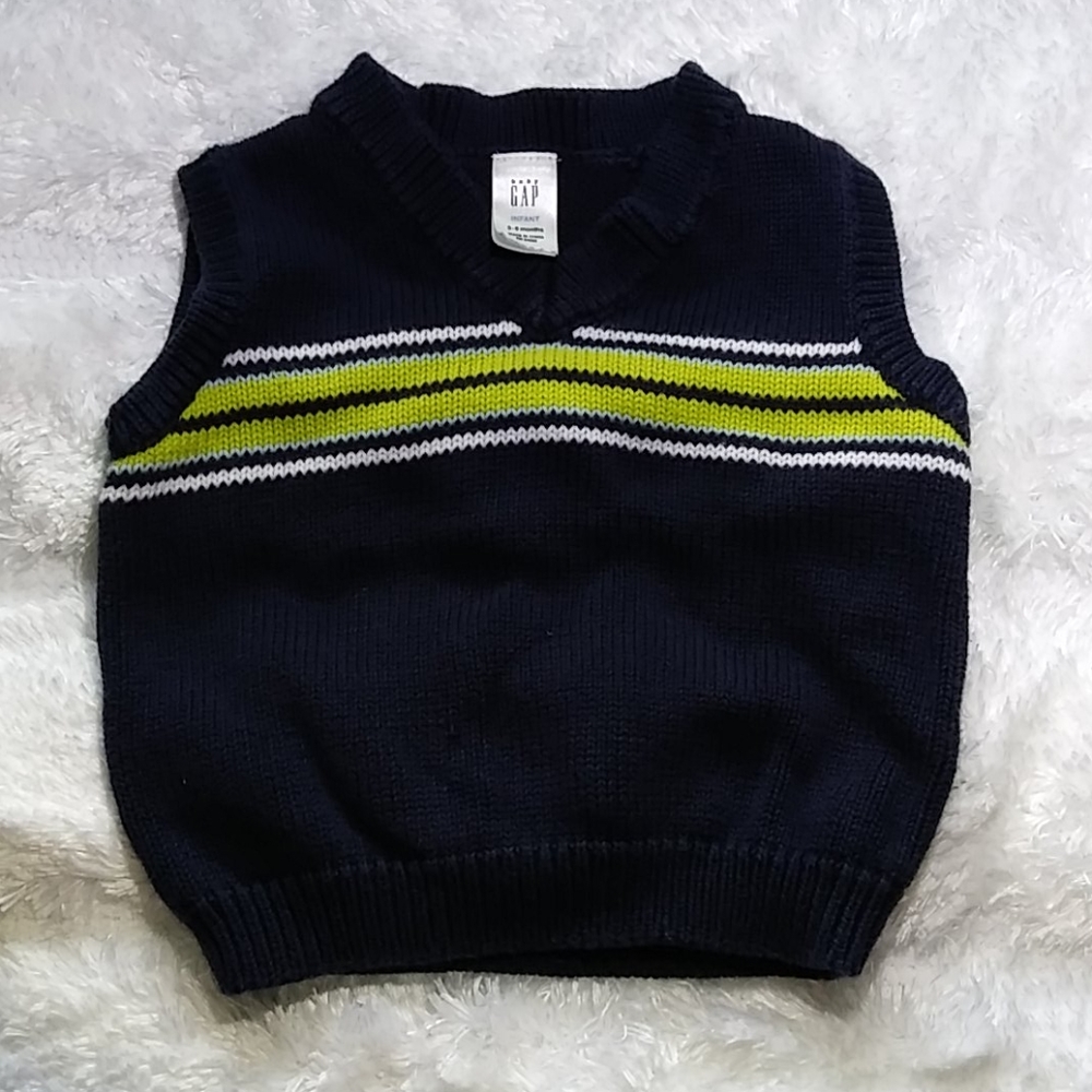 Baby Gap Sweater Vest Navy/green/White 3-6 months